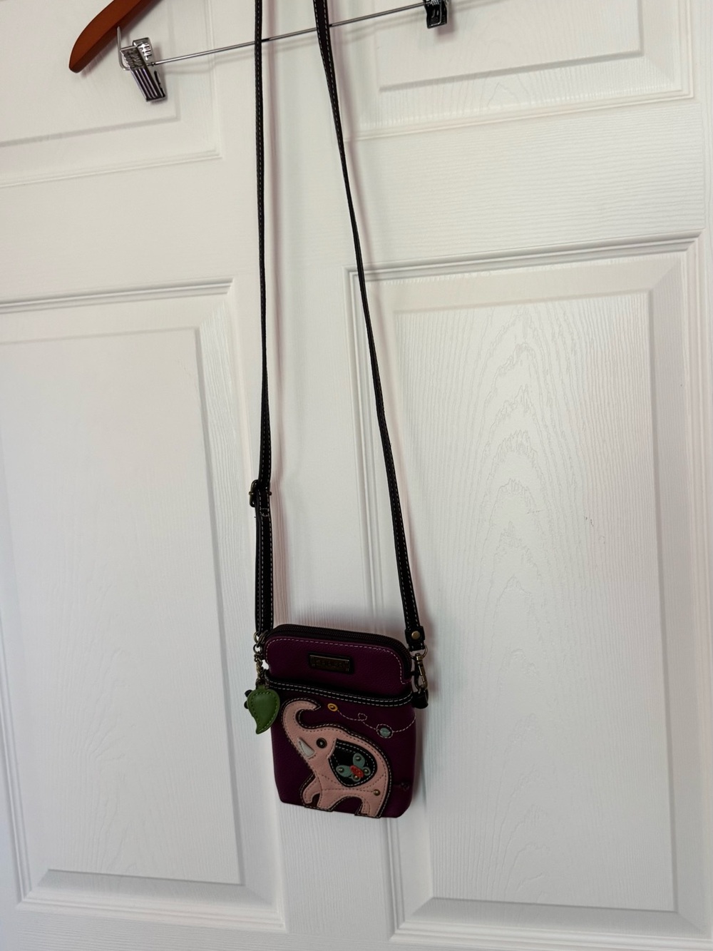Chala Elephant Crossbody Cell Phone Purse Purple Vegan Leather Bag - Picture 2 of 6